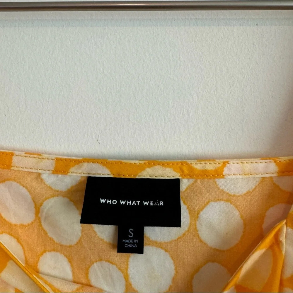 Who What Wear Ruffle Sleeveless Yellow Polka Dots Tiered Midi Dress small - Picture 6 of 9